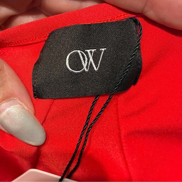 NWT OW Collection Red Long Sleeve Exposed Seam Mini Dress Sz Small MSRP $220 - Picture 7 of 13